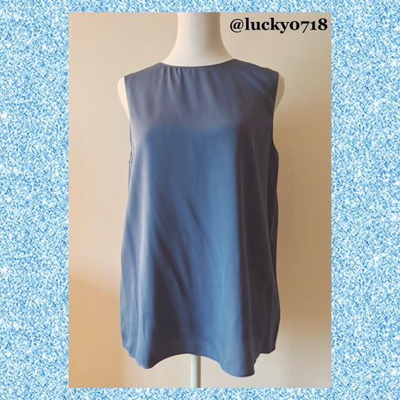 Theory NWT Stretch Straight Silk Shell in Cornflower Sz S - Picture 2 of 6